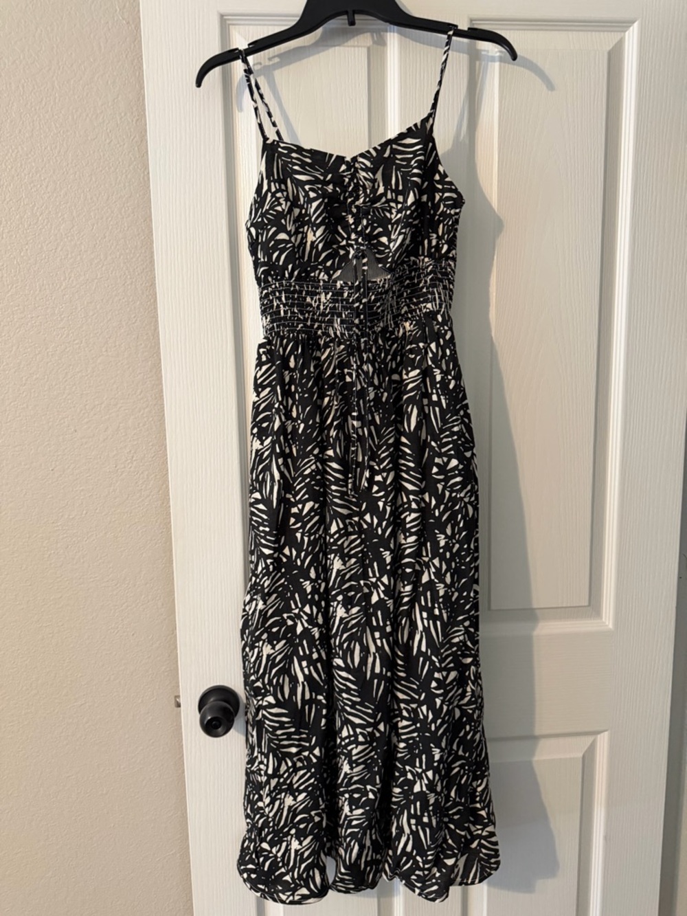 Black and White Printed Spaghetti Strap Midi Dress from Limelush